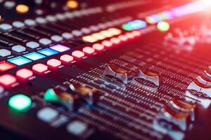 dj mixer kontrollant panel för spelar musik och festa i en nattklubb foto