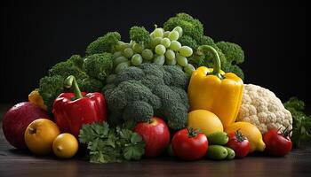ai genererad friskhet av organisk grönsaker, friska äter, vegetarian mat genererad förbi ai foto
