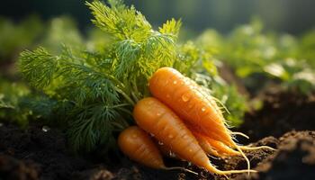 ai genererad friskhet av natur organisk, friska äter, grön blad, vegetabiliska trädgård genererad förbi ai foto