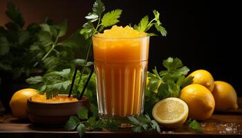 ai genererad färsk citronsaft, en friska sommar dryck med citrus- friskhet genererad förbi ai foto