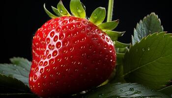ai genererad friskhet och sötma i en saftig jordgubbe, natur gourmet efterrätt genererad förbi ai foto