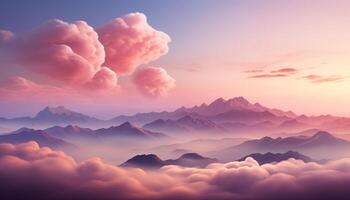 ai genererad berg topp silhouetted mot de färgrik solnedgång himmel genererad förbi ai foto