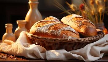 ai genererad hemlagad gourmet ciabatta, en rustik, friska, bakad glädje genererad förbi ai foto