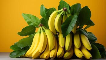 ai genererad friskhet av natur mogen, gul banan, friska äter mellanmål genererad förbi ai foto