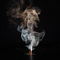 ai genererad rökelse pinnar med rök på svart bakgrund foto