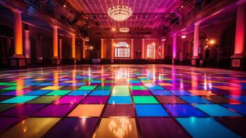 ai genererad disko dansa golv med en retro känna foto