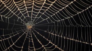 ai genererad de invecklad mönster av en spindelns webb foto