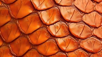 ai genererad vibrerande orange läder, texturerad med de exotisk charm av reptil- vågar, utstrålar raffinemang, ai genererad. foto