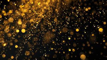 ai genererad lyxig gyllene konfetti kaskader elegant mot en elegant svart bakgrund. ai genererad. foto