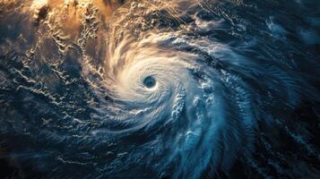 ai genererad orkan florens intensifieras över de Atlanten, en formidabel tvinga i naturens teater, ai genererad. foto