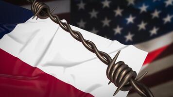 de texas flagga på förenad skede av Amerika bakgrund 3d tolkning. foto