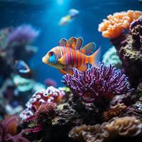 ai genererad tropisk locka under vattnet skönhet terar fisk, rev, och vibrerande natur för social media posta storlek foto