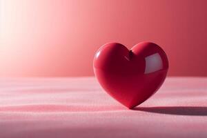 ai genererad kärlek symbol röd hjärta mot en rosa bakgrund för valentines foto