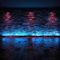 ai genererad urban vibrafon lysande neon lampor på en eleganta mörk tegel vägg för social media posta storlek foto