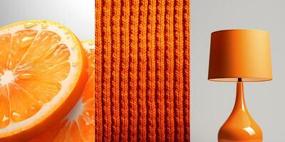 ai genererad orange, lampa och orange bild collage. generativ ai foto