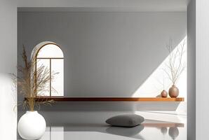 ai genererad minimalistisk rum terar ett tömma ram, lugn i enkelhet. foto