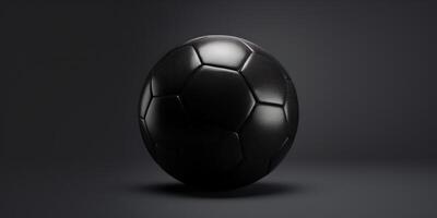 ai genererad eleganta elegant svart fotboll boll på mörk bakgrund. svart fotboll boll. generativ ai foto