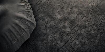 ai genererad elefant hud textur, gammal afrikansk djur- rynkig bakgrund. fauna mönster. grå naturlig läder. vilda djur och växter och safari begrepp foto