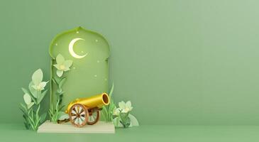 3d tolkning av en ramadan koppar kanon foto