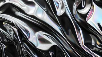 ai genererad mörk silke visning holografiska folie. svart abstrakt bakgrund. genererad förbi artificiell intelligens. foto