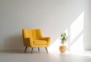 ai genererad Hem attrapp samtida medelhavs interiör design med minimal soffa foto