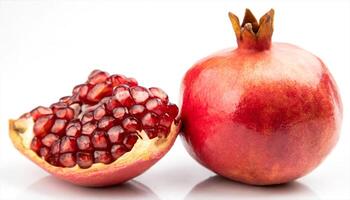 ai genererad granatäpple frön och granatäpple frukt foto