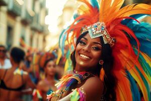 ai genererad skön kvinna på karneval - generativ ai foto