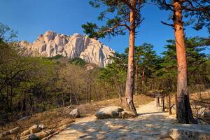 ulsanbawi sten i seoraksan nationell parkera, söder korea foto