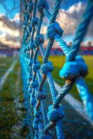 ai genererad fotboll bakgrund eller fotboll netto på de Port foto