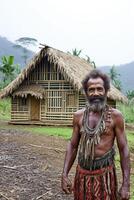 ai genererad porträtt av en man i papua ny guinea. Asien foto