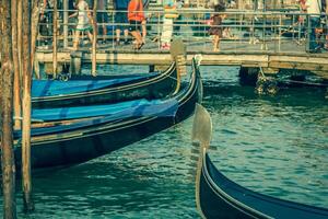 gondoler förtöjd förbi helgon mark fyrkant. Venedig, Italien, Europa foto