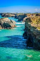 stranden i Las Catedrales eller som Catedrais, Ribadeo, Galicien, Spanien foto