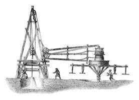 artesienne fontaine de grenelle, och brunst till ta bort och lägre de sond, årgång gravyr. foto