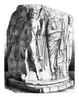 brittiskt museum, kolumn var de tempel av efesos, årgång gravyr. foto