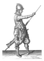 soldat dragande hans ramrod ut av de roder, årgång illustration. foto