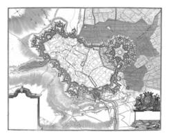 Karta av de befästningar av lille och de citadell, årgång illustration. foto