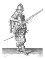 soldat brådskande hans säkring på de kuk av hans roder, årgång illustration. foto