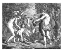 landskap med bacchanal, med bacchus, David skåpbil der plas, 1667 - 1704 foto