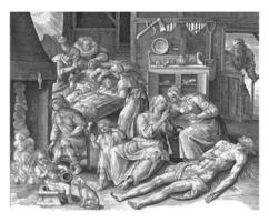 en hus av sorg, nicolaes de bruyn, efter maerten de vos, 1581 - 1656 foto