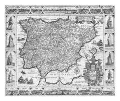 Karta av Spanien och Portugal, pieter verbiest foto