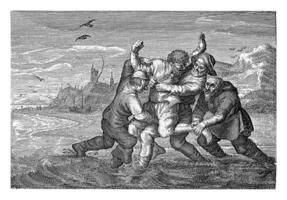 slåss på de hav, albert poel, efter adriaen pietersz. skåpbil de venne, 1624 foto