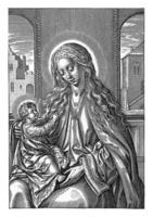 mary med de christ barn på henne knä, hieronymus wierix foto