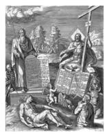 allegori av de upprättelse av mänskligheten, hieronymus wierix, efter knaprig skåpbil håla broeck, 1563 - innan 1586 foto