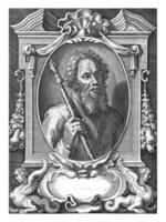 apostel judas taddeus med lans inramade med arkitektonisk ornament foto