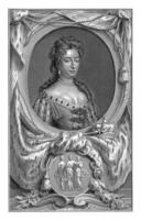 porträtt av mary ii stuart, Jacob houbraken, efter gottfried kneller, 1744 foto