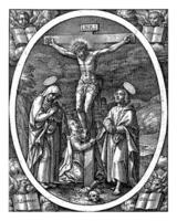 crucifixion av Kristus, hieronymus wierix, 1563 - 1619 foto