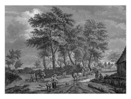 Land väg på de kant av en by, reinier vinkeles jag, 1751 - 1816 foto