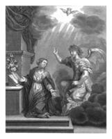 annunciation till Mary, Abraham blotting, efter johann liss, 1655 - 1690 foto