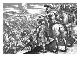 slåss mellan jephthahs armén och de ammoniter, nicolaes ryckmans, efter antonio tempesta, 1643 foto
