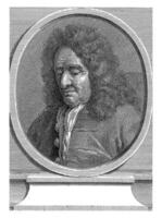 porträtt av rene boudier i ett oval ram, Simon henri thomassin, 1697 - 1741 foto